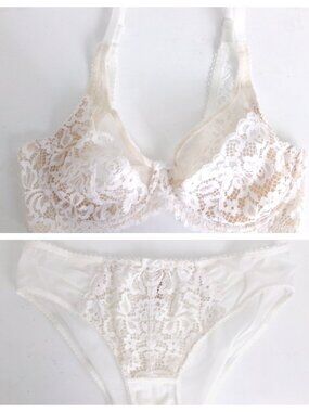 NWOT EVE'S TEMPTATION UNDERWIRE FLORAL LACE BRA/PANTIES 2PC